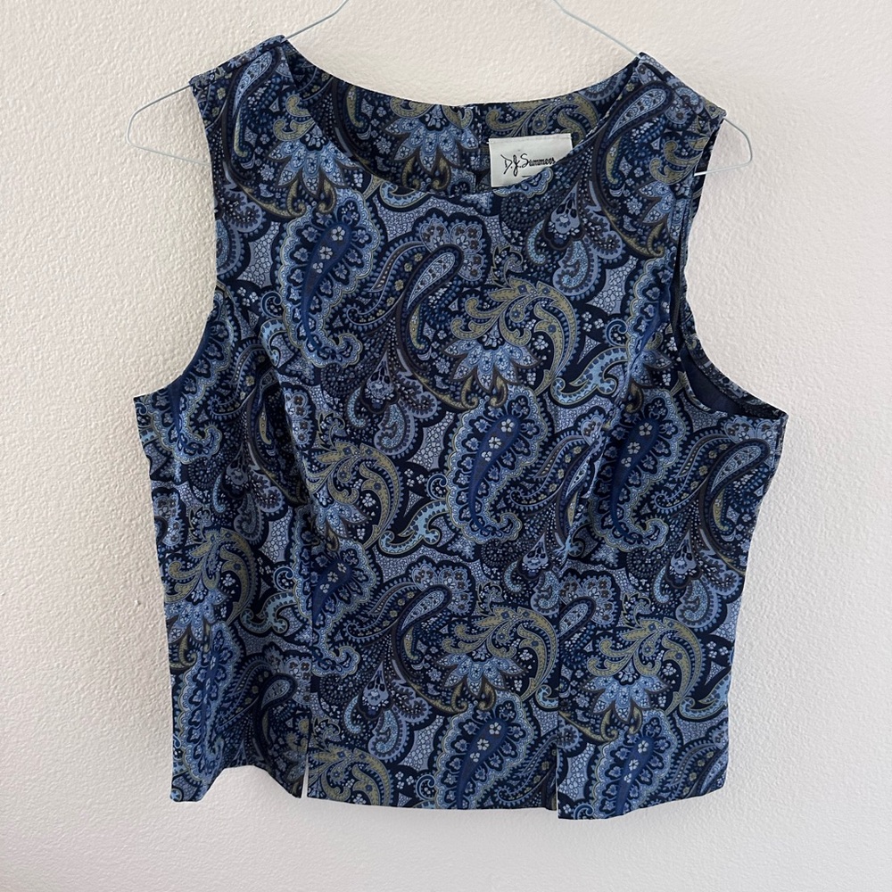 Paisley Blue Sleeveless Top